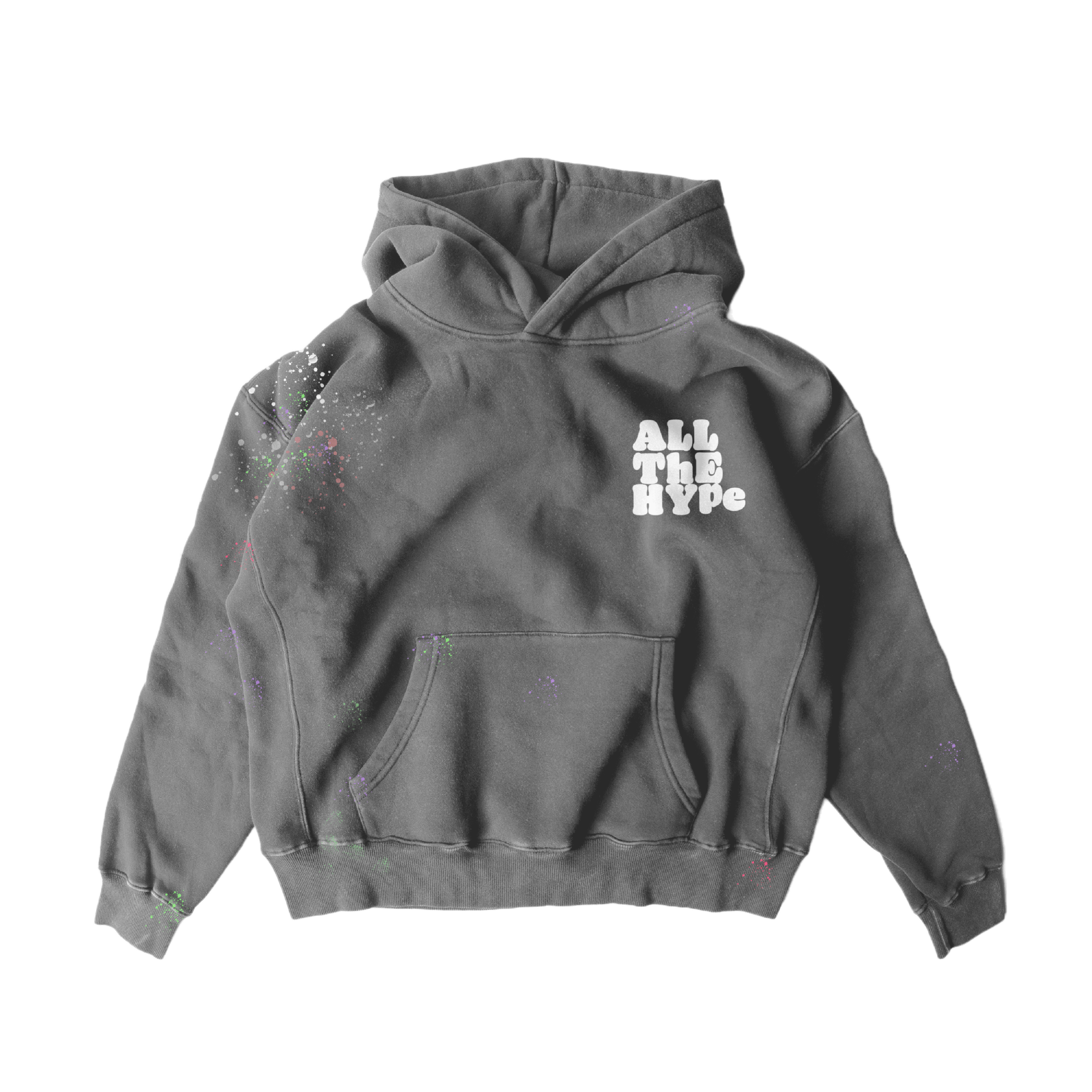 Reborn hoodie - pigment gray (paint splatter)