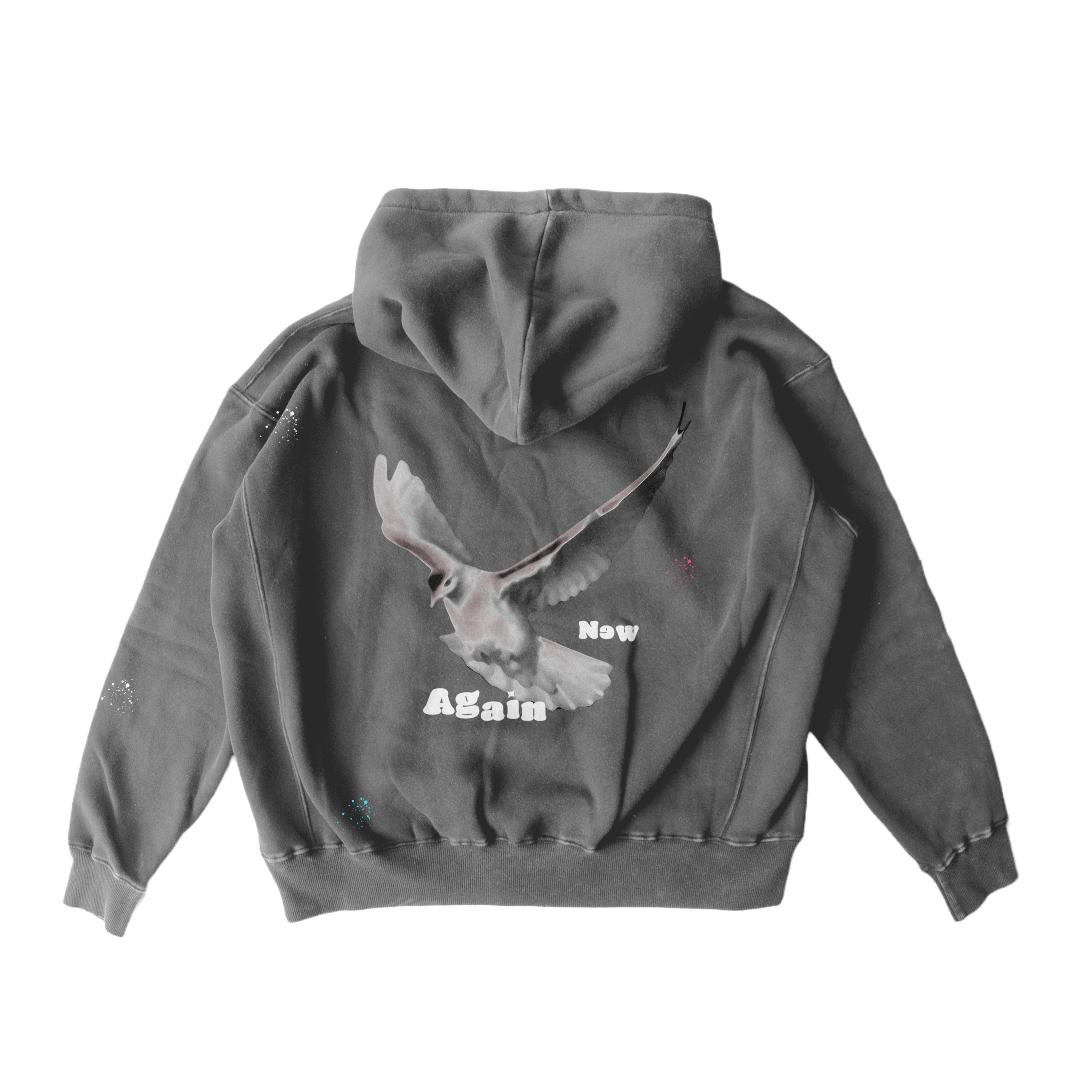 Reborn hoodie - pigment gray (paint splatter)